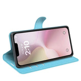 EIDERWOOD iPhone 17e / 16e Kunstskinn Flip Deksel m. Kortholder & Ståfunksjon - Blå