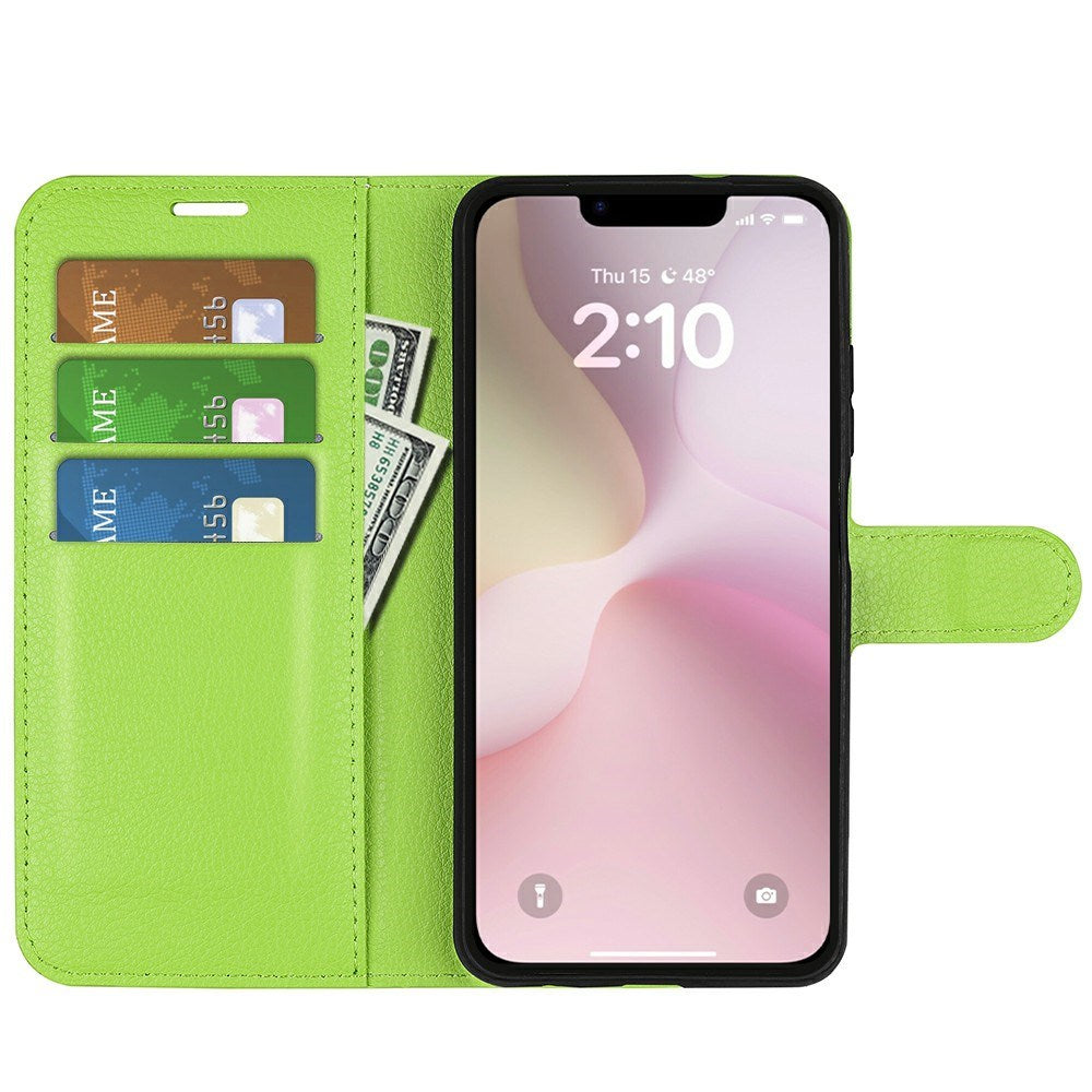 EIDERWOOD iPhone 17e / 16e Kunstskinn Flip Deksel m. Kortholder & Ståfunksjon - Grønn