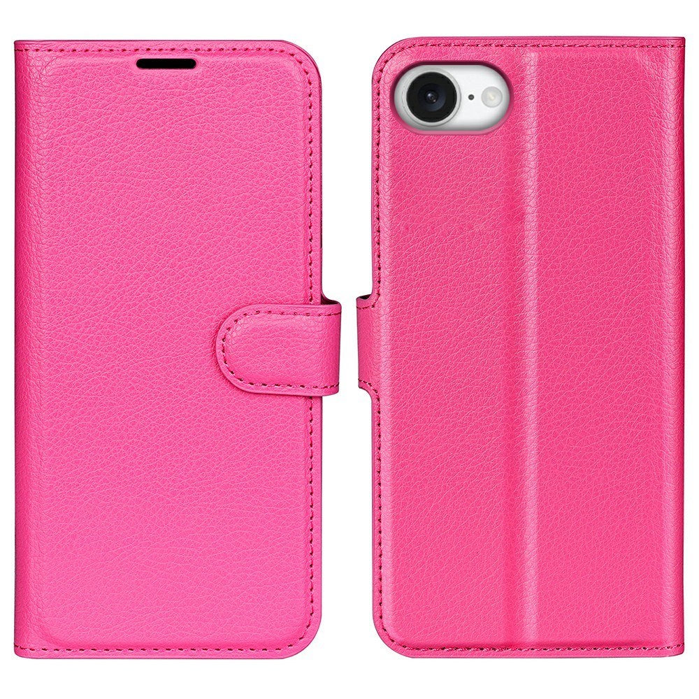 EIDERWOOD iPhone 17e / 16e Kunstskinn Flip Deksel m. Kortholder & Ståfunksjon - Pink