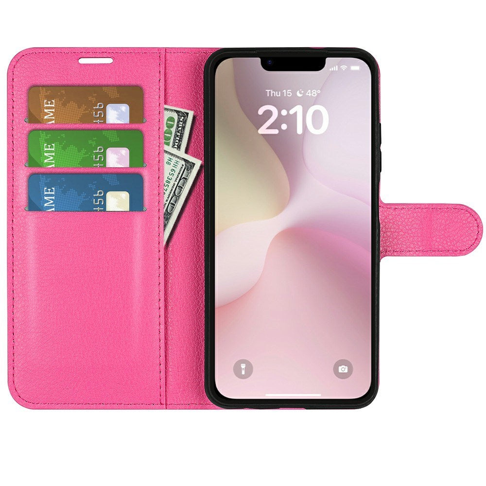EIDERWOOD iPhone 17e / 16e Kunstskinn Flip Deksel m. Kortholder & Ståfunksjon - Pink