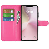 EIDERWOOD iPhone 17e / 16e Kunstskinn Flip Deksel m. Kortholder & Ståfunksjon - Pink