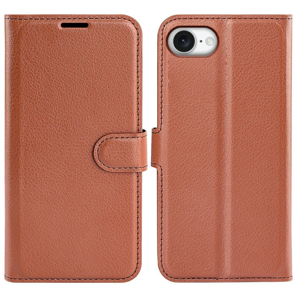 EIDERWOOD iPhone 17e / 16e Kunstskinn Flip Deksel m. Kortholder & Ståfunksjon - Brun