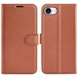 EIDERWOOD iPhone 17e / 16e Kunstskinn Flip Deksel m. Kortholder & Ståfunksjon - Brun