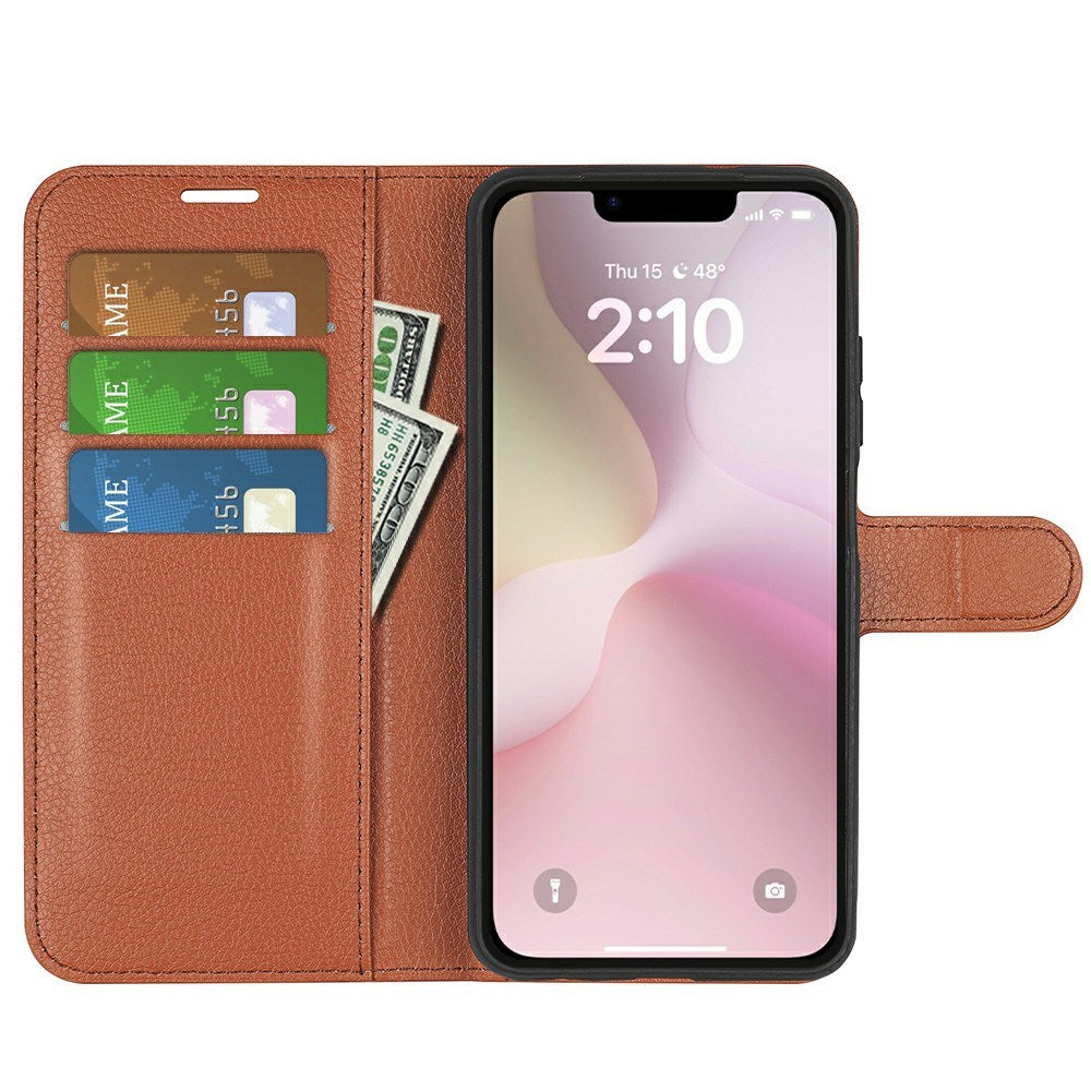 EIDERWOOD iPhone 17e / 16e Kunstskinn Flip Deksel m. Kortholder & Ståfunksjon - Brun