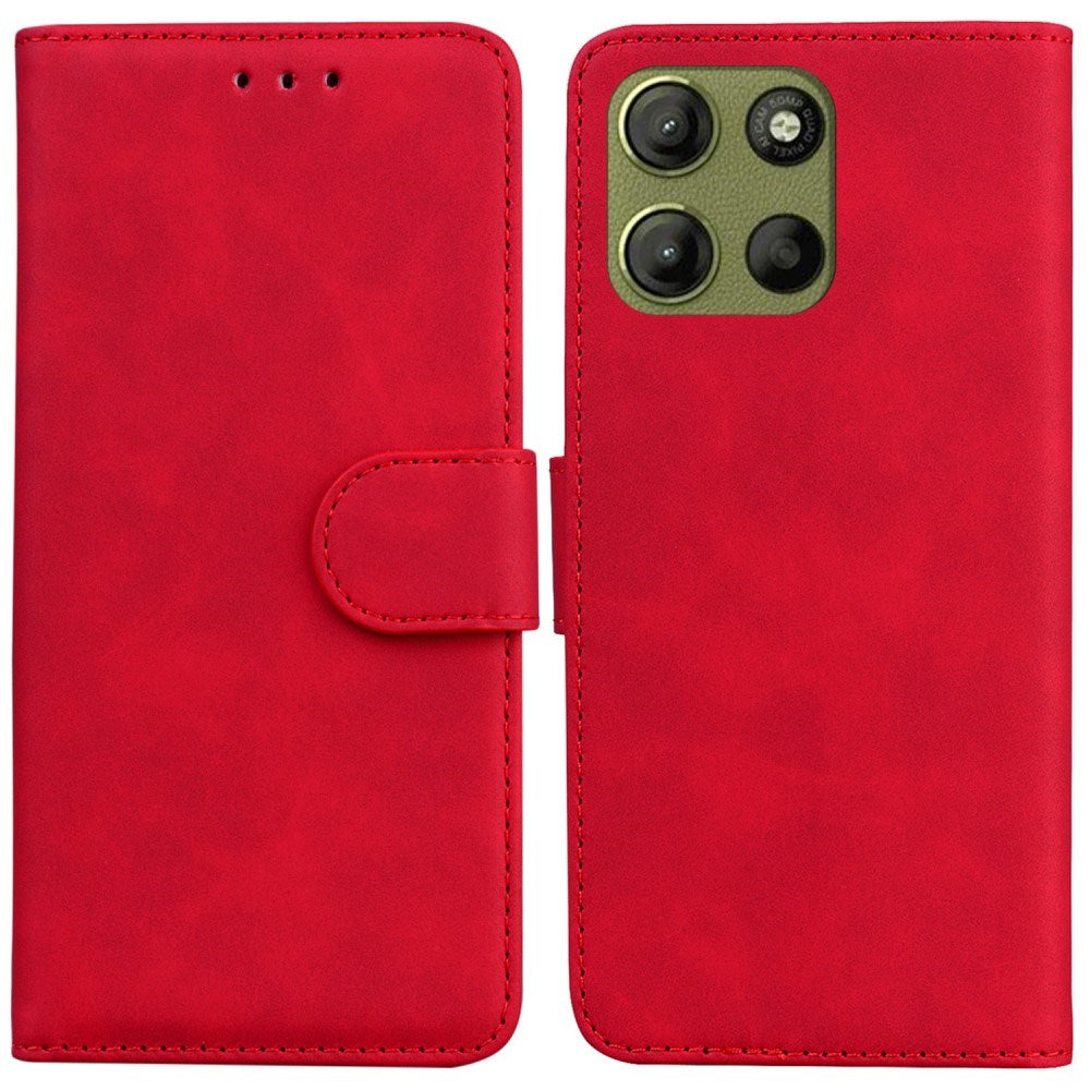 EIDERWOOD Motorola Moto G17 Power / G17 / G15 Kunstskinn Flip Deksel m. Kortholder & Ståfunksjon - Rød