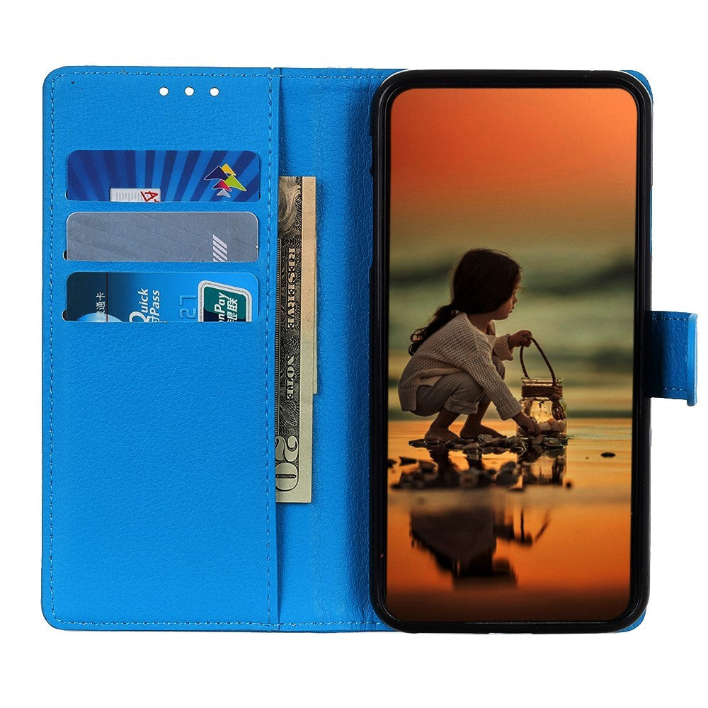 EIDERWOOD Xiaomi Redmi Note 14 Pro (5G) / Poco X7 Litchi Kunstskinn Flip Deksel med Lommebok & Stativfunksjon - Blå