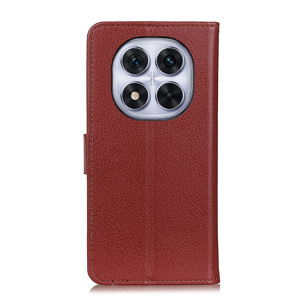 EIDERWOOD Xiaomi Redmi Note 14 Pro (5G) / Poco X7 Litchi Kunstskinn Flip Deksel med Lommebok & Stativfunksjon - Brun