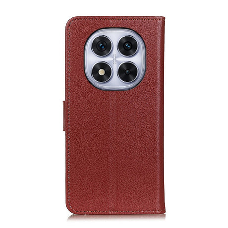 EIDERWOOD Xiaomi Redmi Note 14 Pro (5G) / Poco X7 Litchi Kunstskinn Flip Deksel med Lommebok & Stativfunksjon - Brun