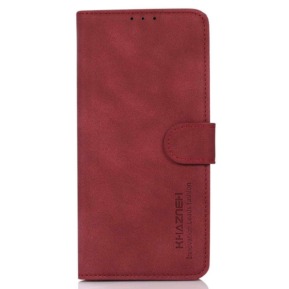 Xiaomi Redmi Note 14 (5G) KHAZNEH Kunstskinn Flip Deksel m. Kortholder & Ståfunksjon - Rød