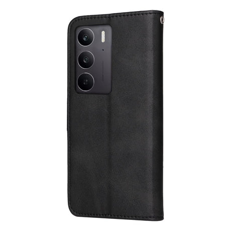 EIDERWOOD Realme 14X (5G) / C75 Kunstskinn Flip Deksel m. Stropp - Svart