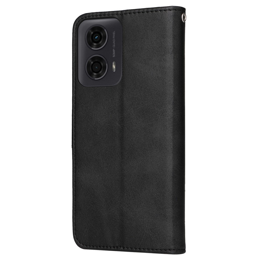 EIDERWOOD Motorola Moto E14 (4G) / G04 (4G) / G04s (4G) / G24 (4G) Kunstskinn Flip Deksel m. Stropp - Svart