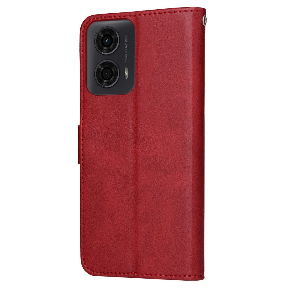 EIDERWOOD Motorola Moto E14 (4G) / G04 (4G) / G04s (4G) / G24 (4G) Kunstskinn Flip Deksel m. Stropp - Rød