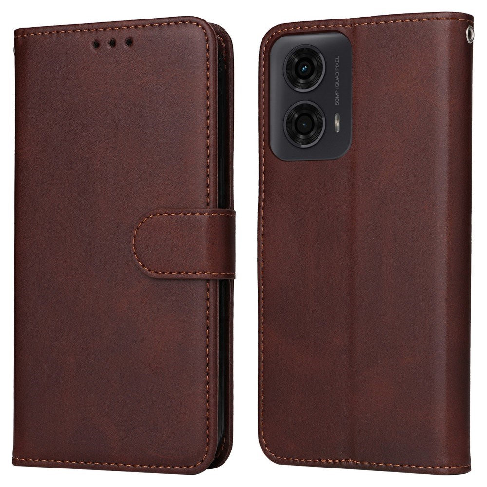 EIDERWOOD Motorola Moto E14 (4G) / G04 (4G) / G04s (4G) / G24 (4G) Kunstskinn Flip Deksel m. Stropp - Brun