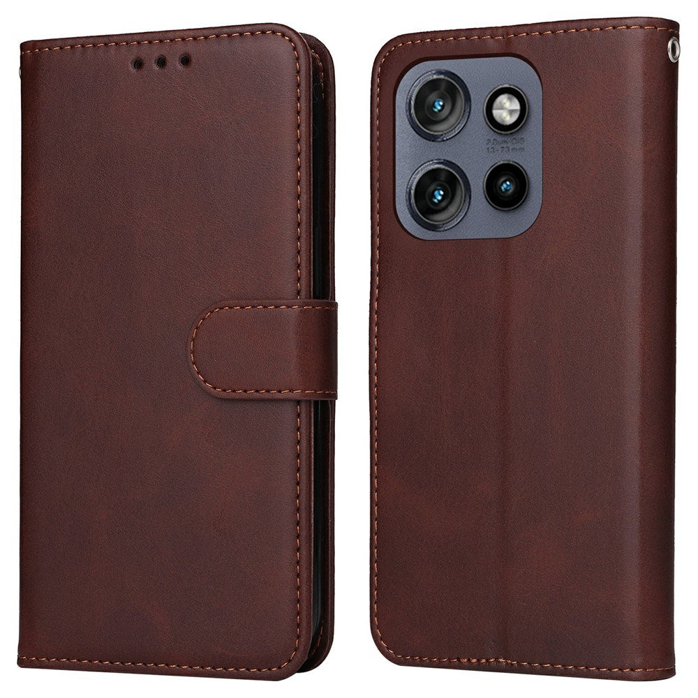 Motorola Edge 60 Neo / 50 Neo / ThinkPhone 25 EIDERWOOD Kunstskinn Flip Deksel med Strop - Brun