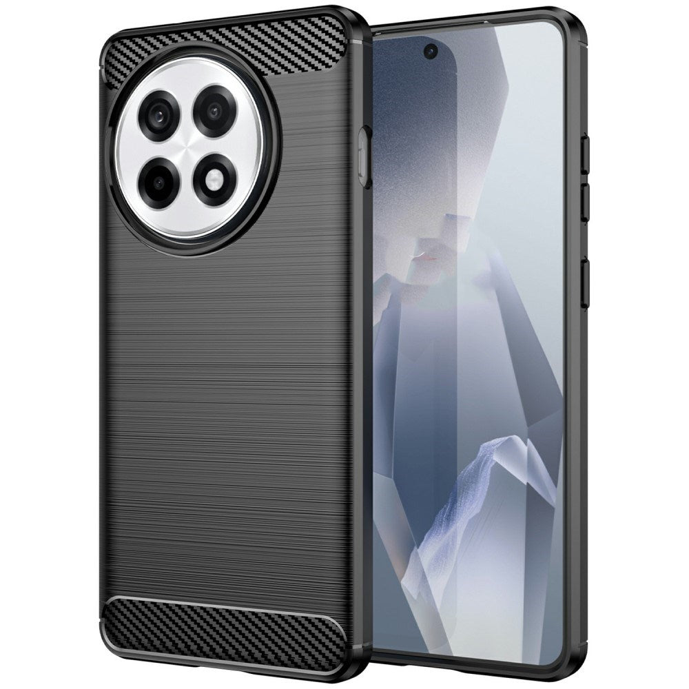 EIDERWOOD OnePlus 13R Brushed Carbon Fiber Fleksibelt Plast Deksel - Svart