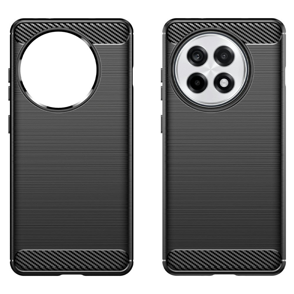 EIDERWOOD OnePlus 13R Brushed Carbon Fiber Fleksibelt Plast Deksel - Svart