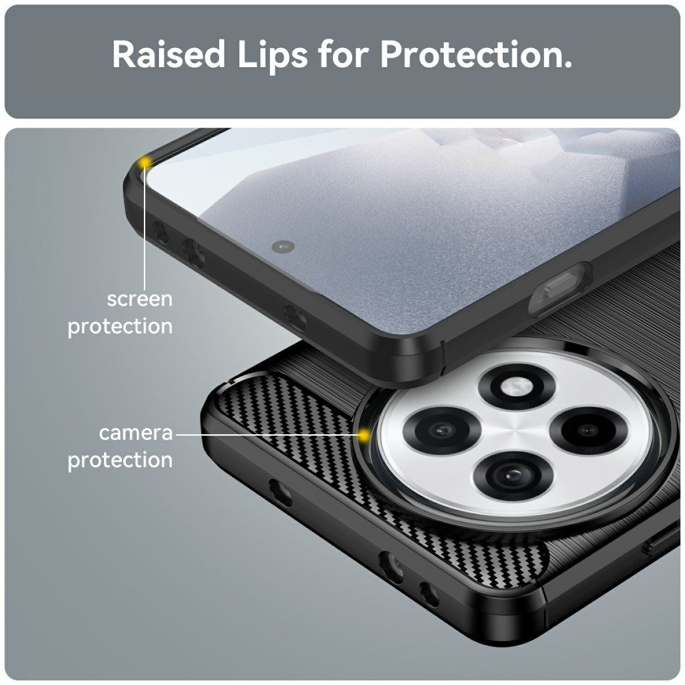 EIDERWOOD OnePlus 13R Brushed Carbon Fiber Fleksibelt Plast Deksel - Svart