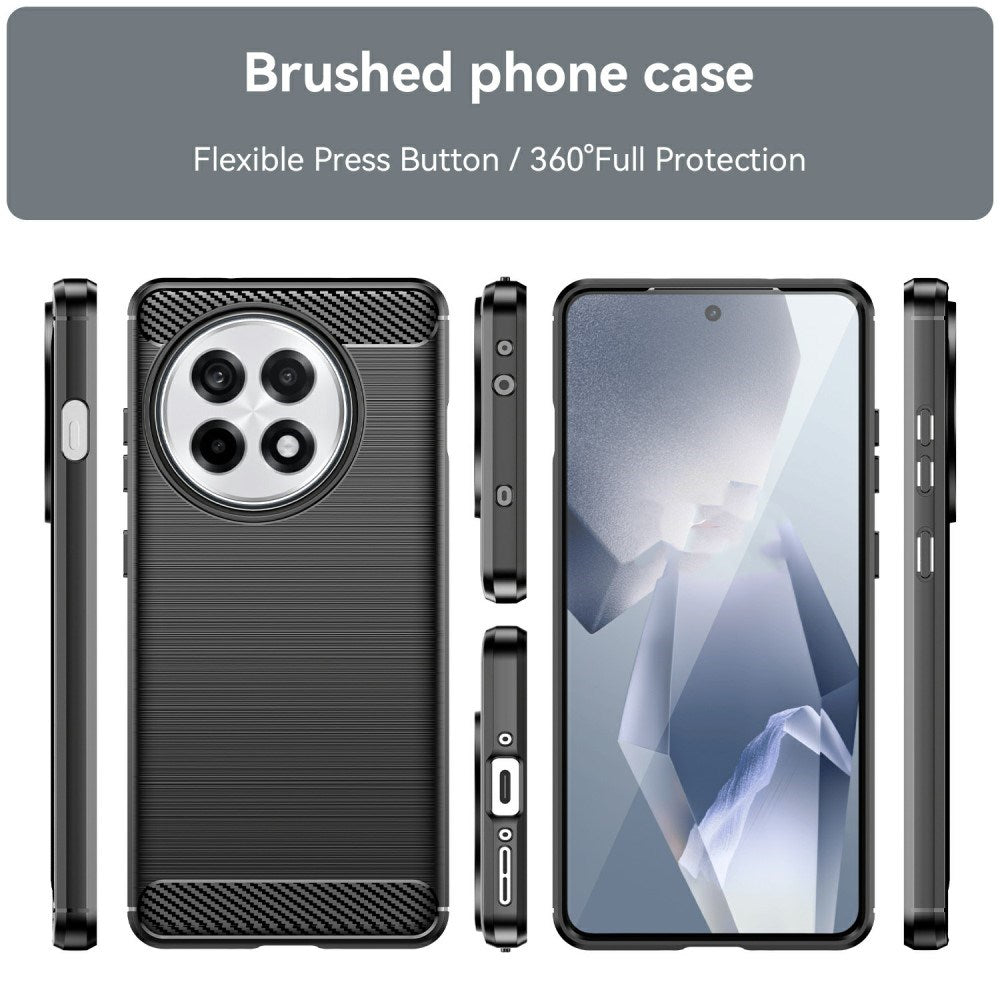 EIDERWOOD OnePlus 13R Brushed Carbon Fiber Fleksibelt Plast Deksel - Svart