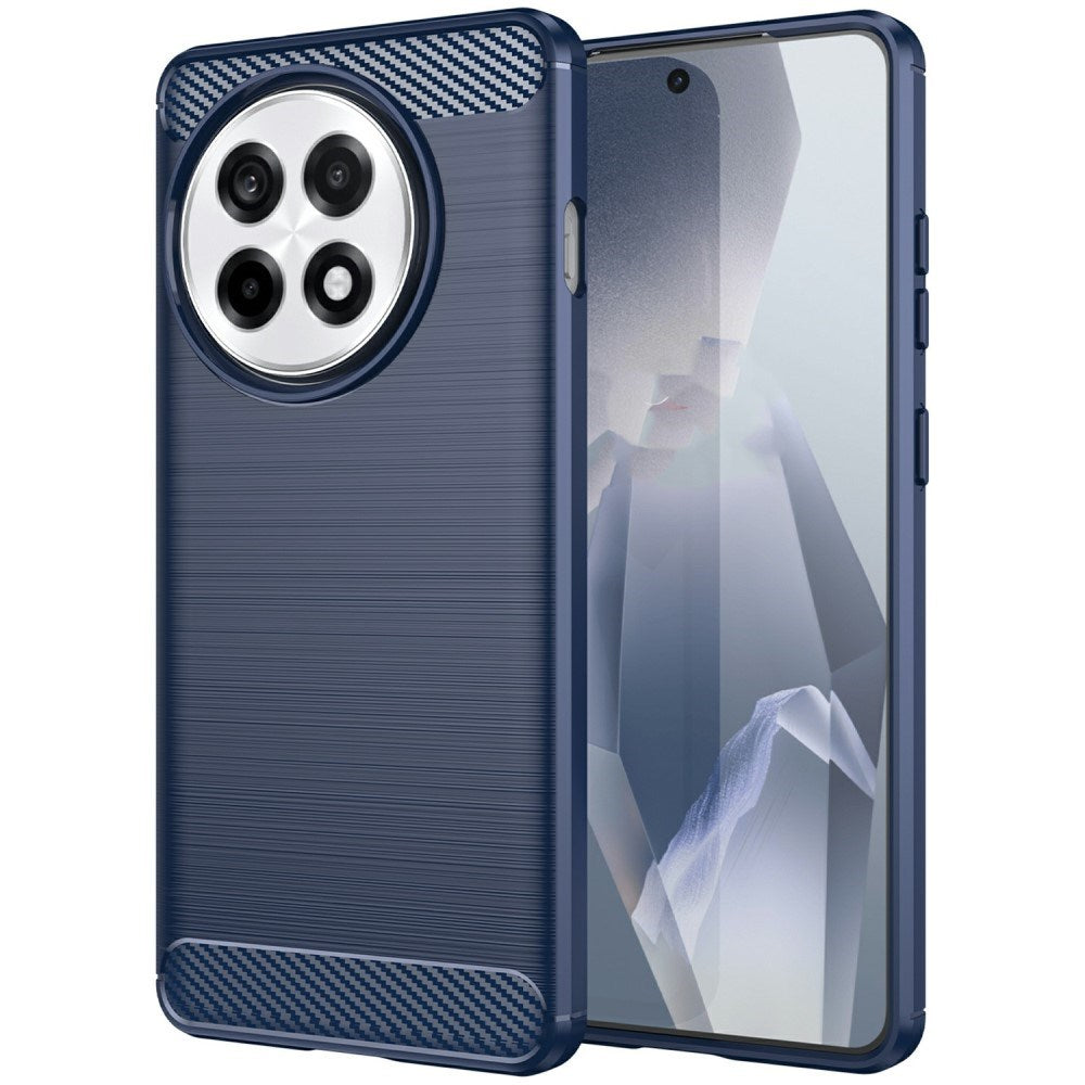 EIDERWOOD OnePlus 13R Brushed Carbon Fiber Fleksibelt Plast Deksel - Blå