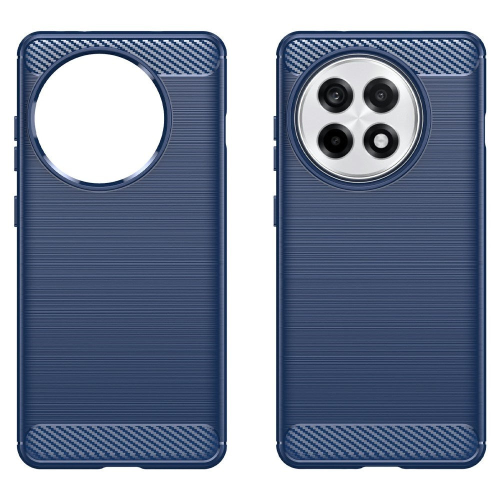 EIDERWOOD OnePlus 13R Brushed Carbon Fiber Fleksibelt Plast Deksel - Blå
