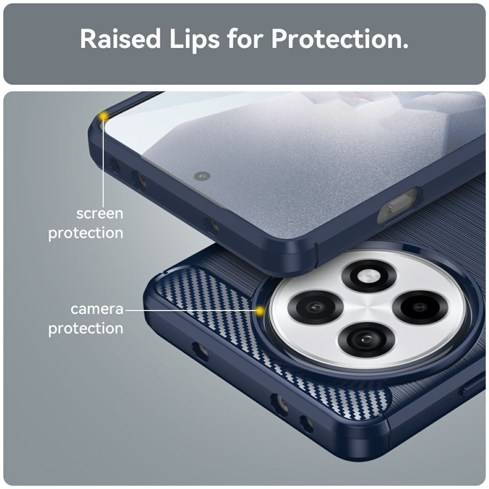 EIDERWOOD OnePlus 13R Brushed Carbon Fiber Fleksibelt Plast Deksel - Blå