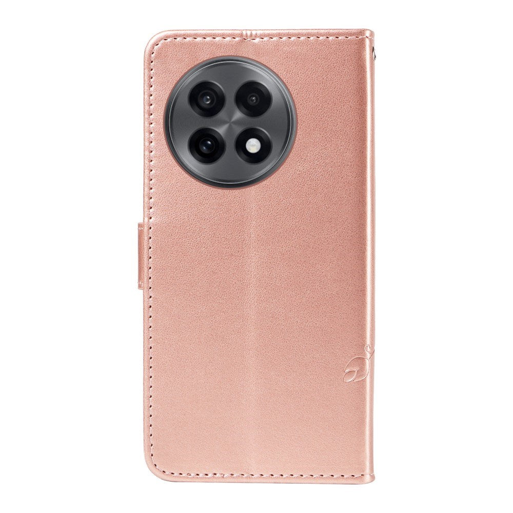 EIDERWOOD OnePlus 13R Flipdeksel med Gravert Motiv - Kortholder og Stativfunksjon - Rose Gold