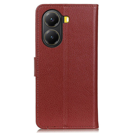 EIDERWOOD Xiaomi Poco X7 Pro Litchi Kunstskinn Flip Deksel med Lommebok - Brun