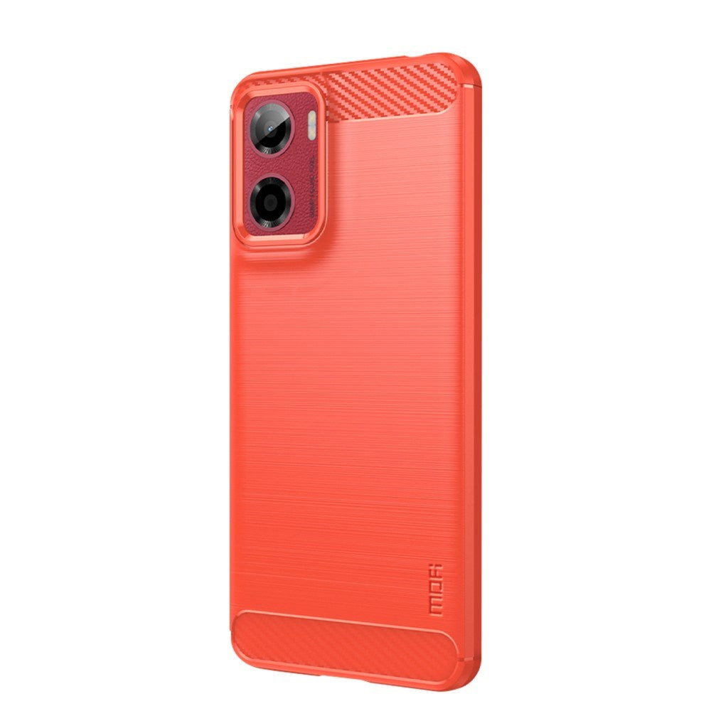 Motorola Moto G05 / E15 MOFI Brushed Carbon Fiber Fleksibelt Plast Deksel - Rød