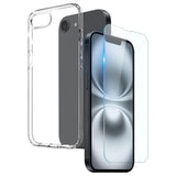 iPhone 17e / 16e 2-i-1 Fleksibelt Plast Deksel & Herdet Skjermbeskyttelsesglass - Gjennomsiktig