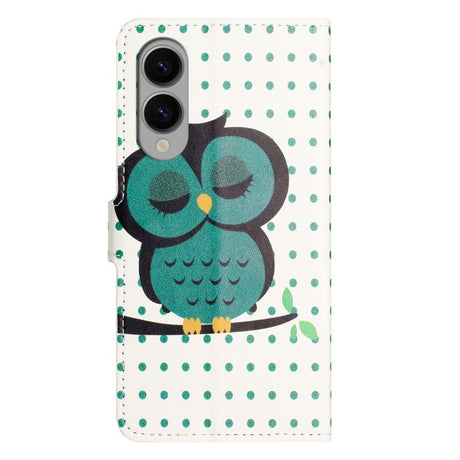 EIDERWOOD Samsung Galaxy S25 Edge Kunstskinn Deksel med Lommebok og Stativfunksjon - Sovende Ugle