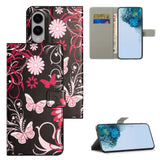 EIDERWOOD Samsung Galaxy S25 Edge Kunstskinn Deksel med Lommebok og Stativfunksjon - Sommerfugler