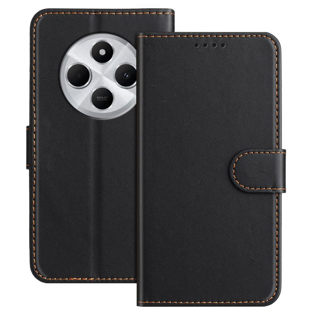 EIDERWOOD Xiaomi Redmi 14C /  Poco C75 Kunstskinn Flip Deksel med Stativ & Lommebok - Svart