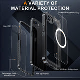 iPhone 17e / 16e Hybrid Plast Deksel m. Innebygd Skjermbeskyttelse - MagSafe Kompatibel - Gjennomsiktig / Svart