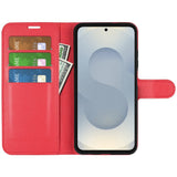 EIDERWOOD Samsung Galaxy S25 Edge Litchi Kunstskinn Flip Deksel med Lommebok - Rød