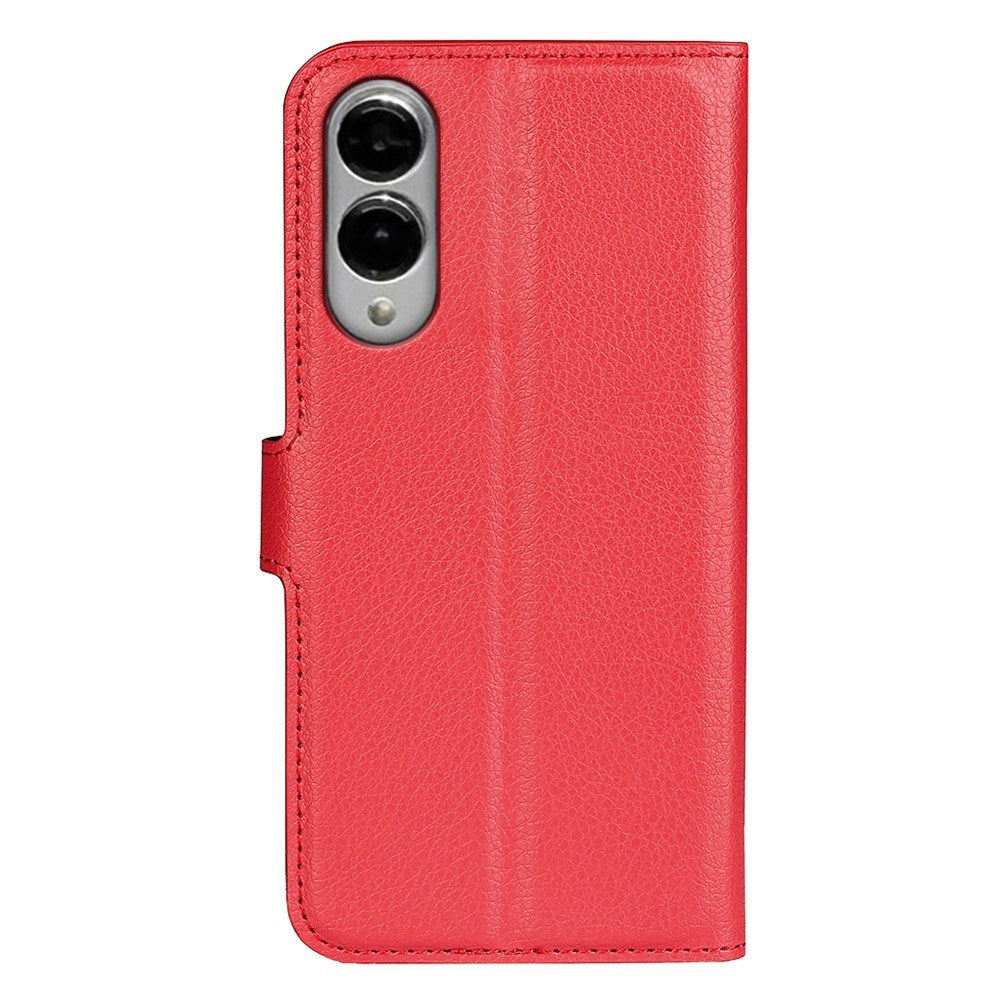 EIDERWOOD Samsung Galaxy S25 Edge Litchi Kunstskinn Flip Deksel med Lommebok - Rød