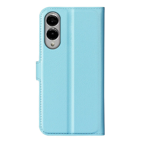 EIDERWOOD Samsung Galaxy S25 Edge Litchi Kunstskinn Flip Deksel med Lommebok - Blå