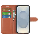 EIDERWOOD Samsung Galaxy S25 Edge Litchi Kunstskinn Flip Deksel med Lommebok - Brun