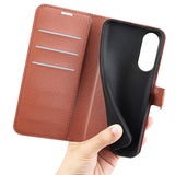 EIDERWOOD Samsung Galaxy S25 Edge Litchi Kunstskinn Flip Deksel med Lommebok - Brun