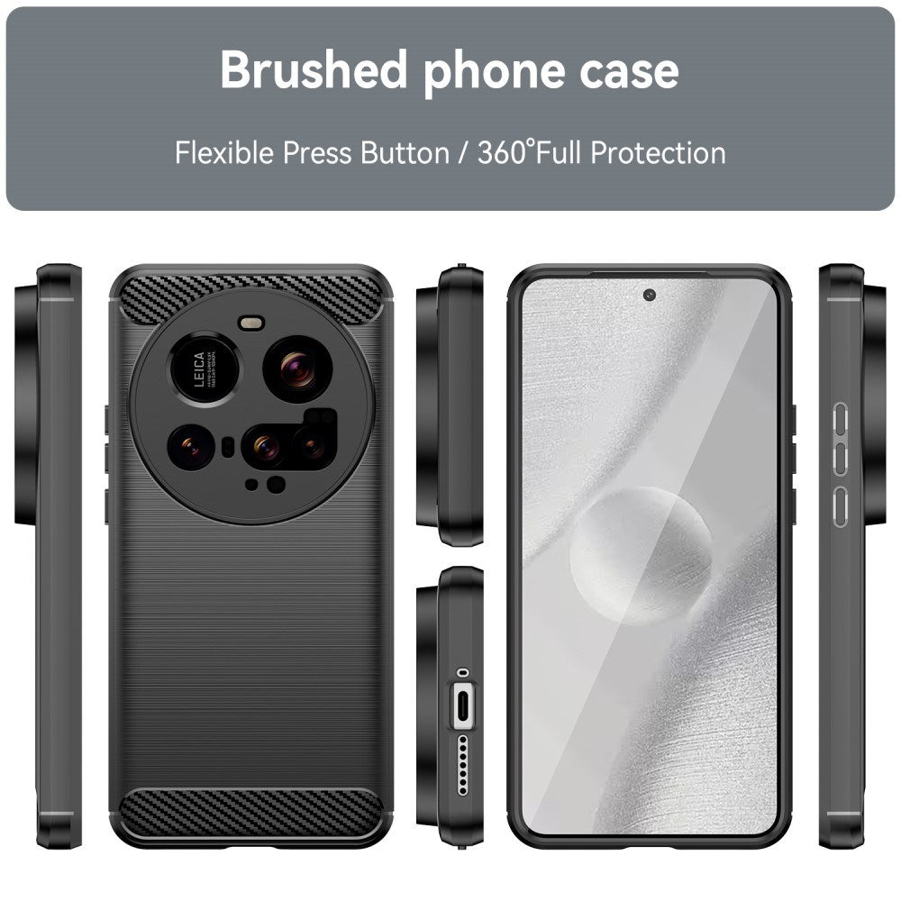 EIDERWOOD Xiaomi 15 Ultra Brushed Carbon Fiber Fleksibelt Plast Deksel - Svart