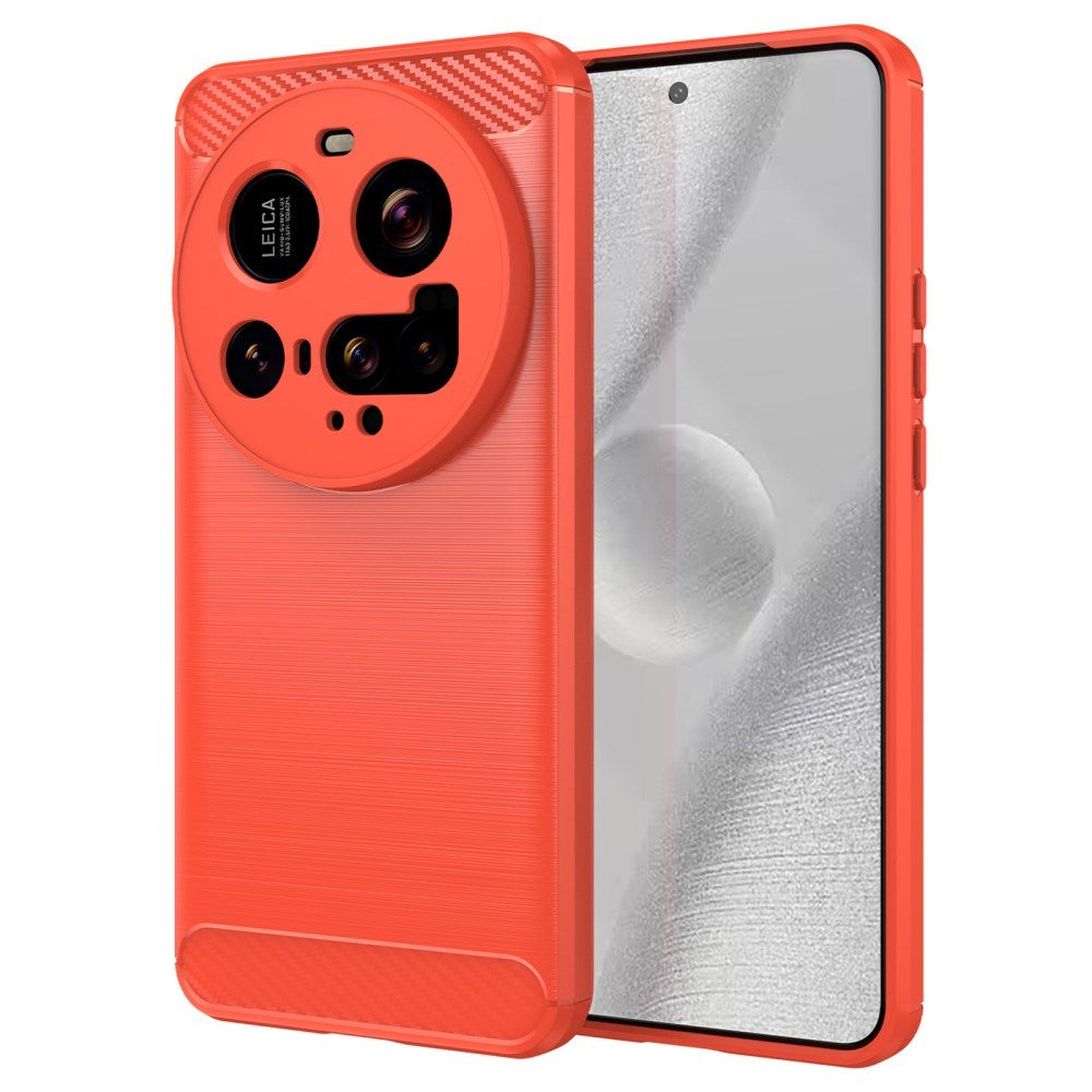 EIDERWOOD Xiaomi 15 Ultra Brushed Carbon Fiber Fleksibelt Plast Deksel - Rød