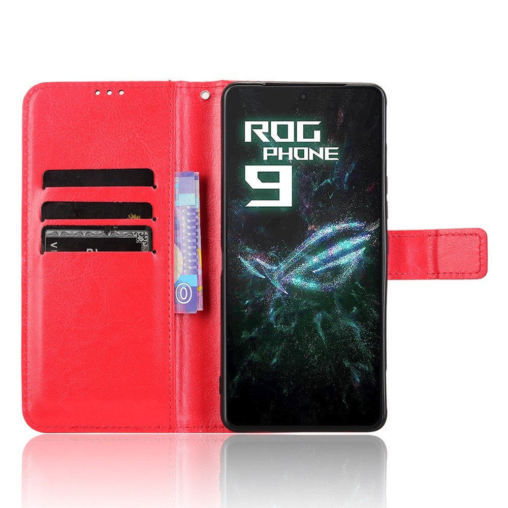 EIDERWOOD Asus ROG Phone 9 (5G) / 9 Pro (5G) Kunstskinn Flip Deksel m. Kortholder & Ståfunksjon - Rød
