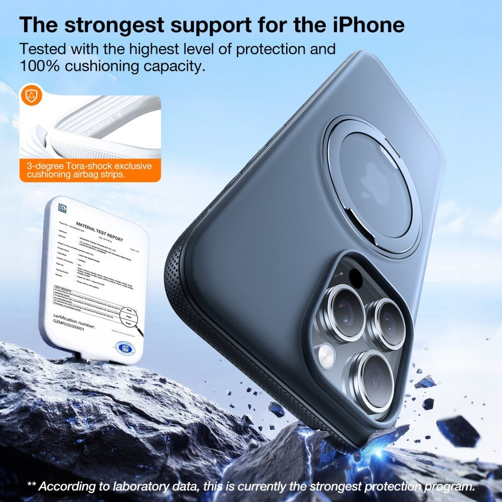 TORRAS iPhone 17e / 16e Hybrid Plast Deksel m. Stativ - MagSafe Kompatibel - Svart