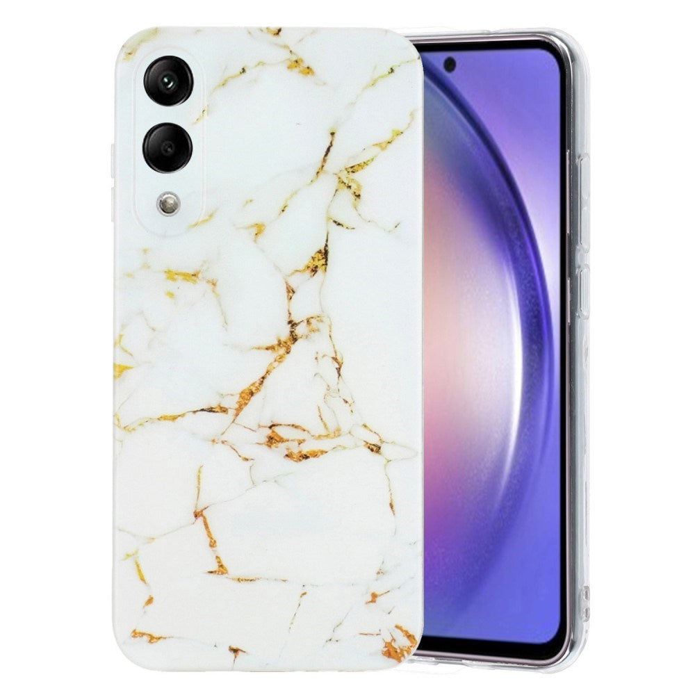 EIDERWOOD Samsung Galaxy S25 Edge Fleksibelt Plast Deksel m. Marmor­mønster - Hvit