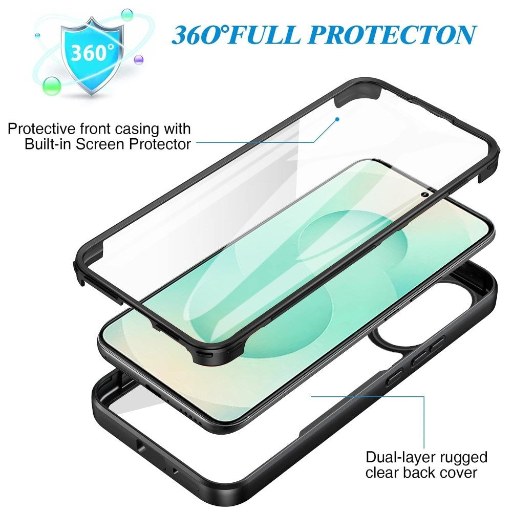 EIDERWOOD Samsung Galaxy S25 Edge Deksel med Full Beskyttelse og Skjermbeskyttelsesfilm - Gjennomsiktig / Lilla Kant