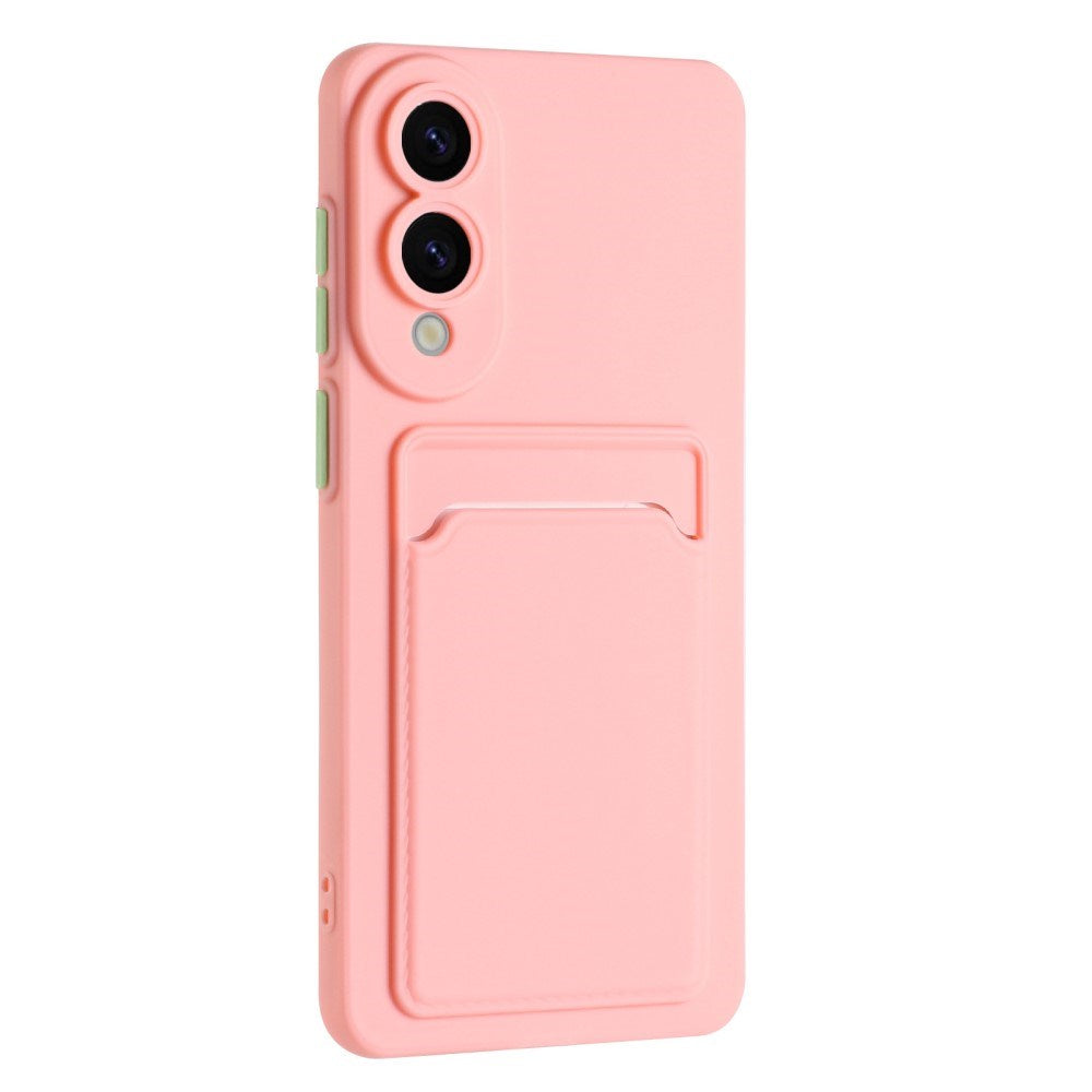 EIDERWOOD Samsung Galaxy S25 Edge Fleksibelt Plast Deksel med Kortholder - Rosa