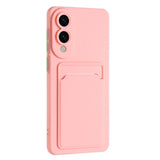 EIDERWOOD Samsung Galaxy S25 Edge Fleksibelt Plast Deksel med Kortholder - Rosa