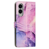 EIDERWOOD Samsung Galaxy S25 Edge Marmor Mønstret Kunstskinn Flip Deksel m. Stropp - Lilla