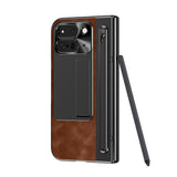 EIDERWOOD Google Pixel 10 Pro Fold Deksel med Bakside i Kunstskinn - Kickstand - Stylusholder - Svart / Mørk Brun