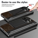 EIDERWOOD Google Pixel 10 Pro Fold Deksel med Bakside i Kunstskinn - Kickstand - Stylusholder - Svart / Mørk Brun