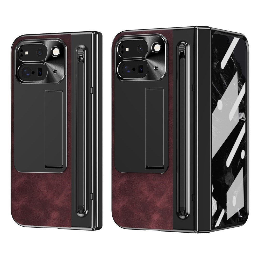 EIDERWOOD Google Pixel 10 Pro Fold Deksel med Bakside i Kunstskinn - Kickstand - Stylusholder - Svart / Vinrød